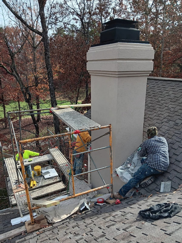 Fireplace exterior stucco eifs repair and installation Raleigh NC Wilmington NC